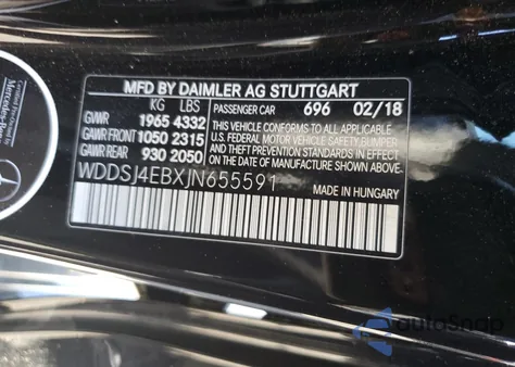 2018 Mercedes-Benz Cla 250 z USA, uszkodzony, nr VIN WDDSJ4EBXJN655591